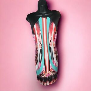 Bisou Bisou Michele Bohbot Colorful Midi Dress Size 12